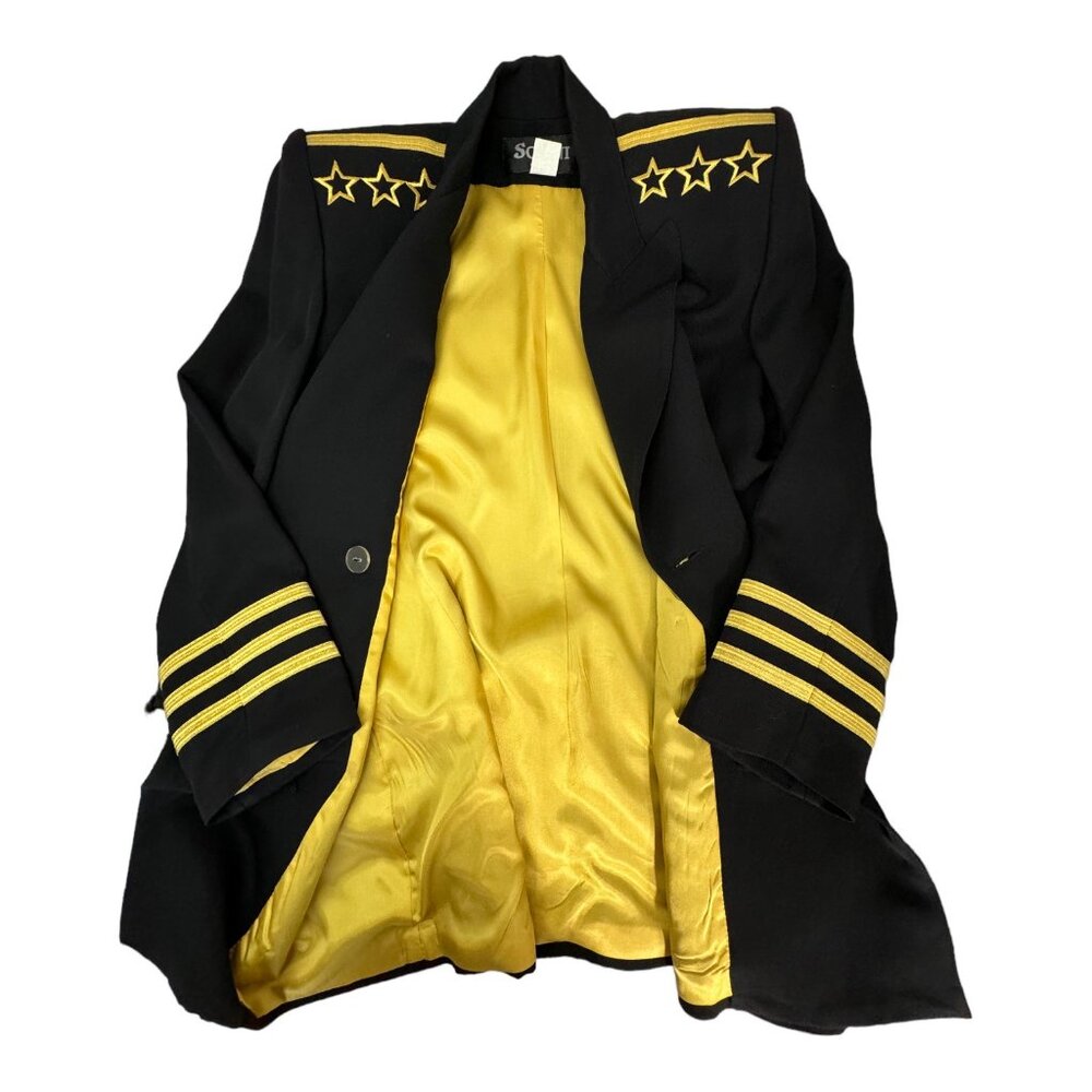 Solini New York Blazer Black Jacket Gold Embroidered Stars and Stripes 6 Vintage - Picture 12 of 14